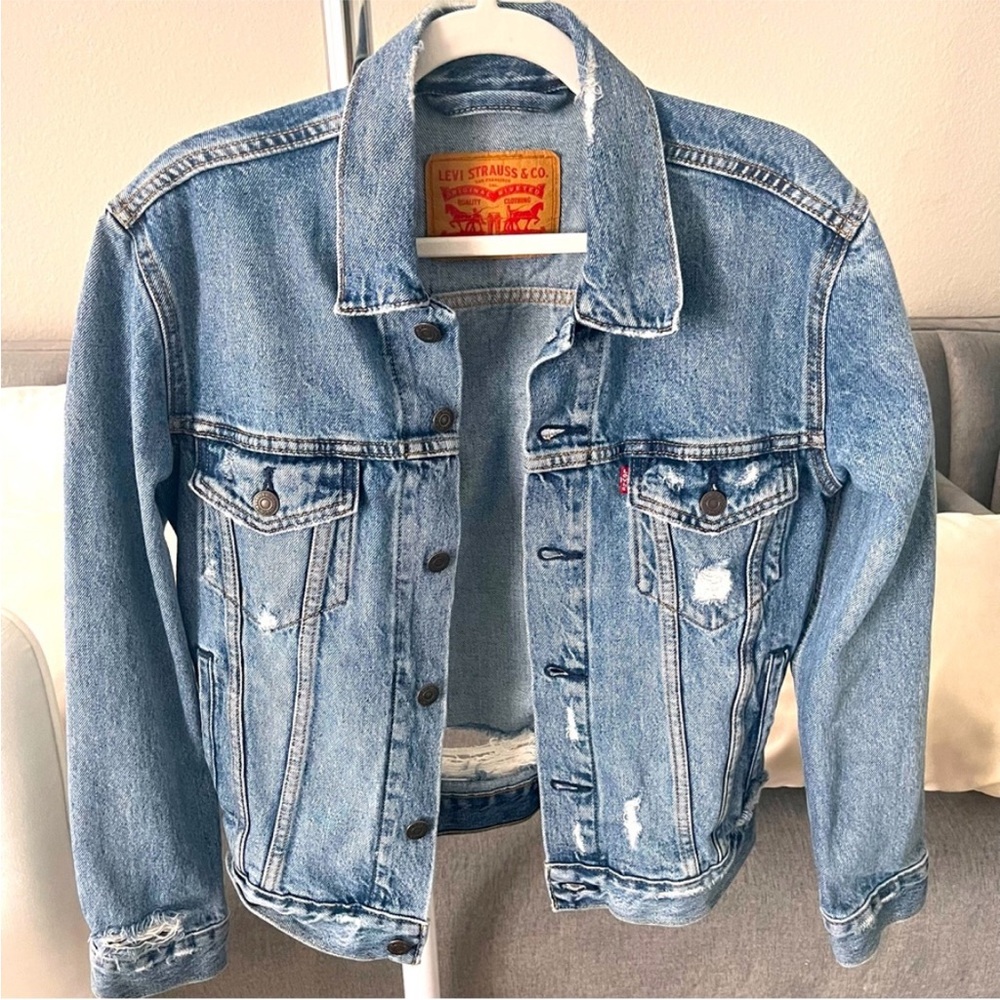 LEVIS boyfriend denim oversized distressed jacket - Picture 6 of 6